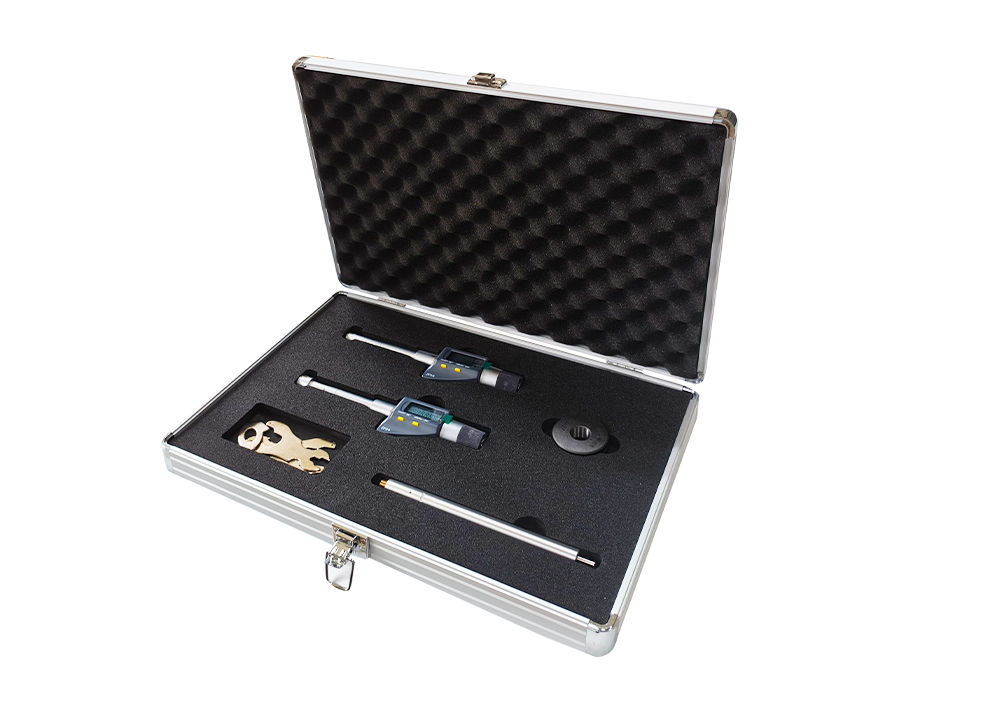 Set of Digital Three-point Bore Gauge with Setting Rings and Extension Rods for Wide Measurement