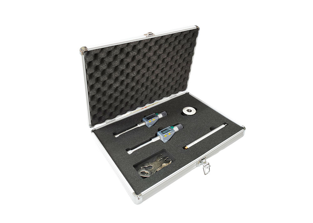 Set of Digital Three-point Bore Gauge with Setting Rings and Extension Rods for Wide Measurement